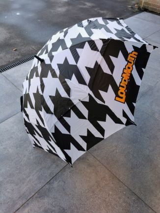 Loudmouth Regenschirm mit UV-Schutz schwarz-weiß